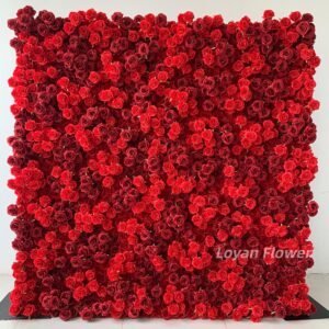 artificial red roses wall